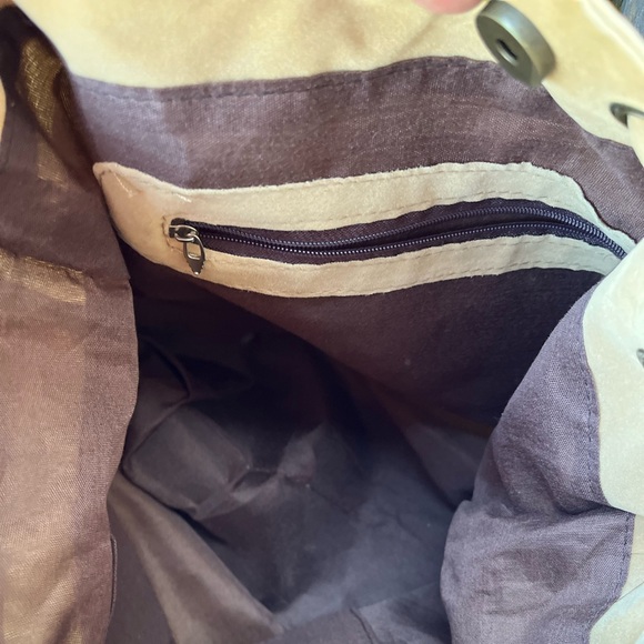 New handmade aztec print bag with drawstring top. Suede shoulder bag unused - Picture 7 of 9